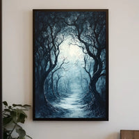 Misty Woodland Pathway Art Print Poster