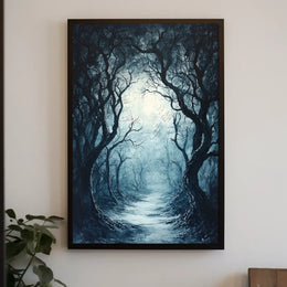 Misty Woodland Pathway Art Print Poster