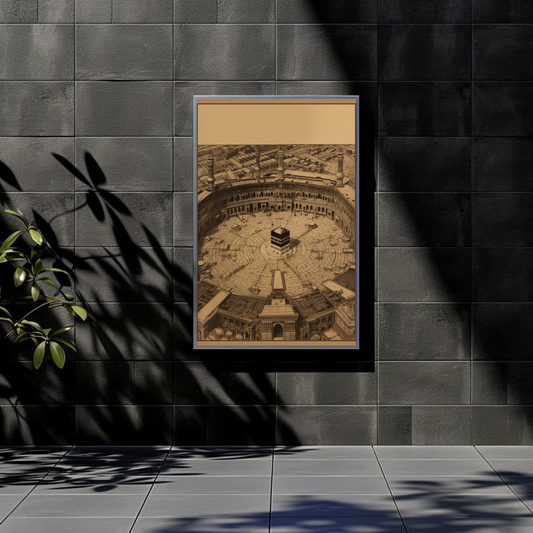 Aerial Kaaba At Mecca Vintage Travel Poster