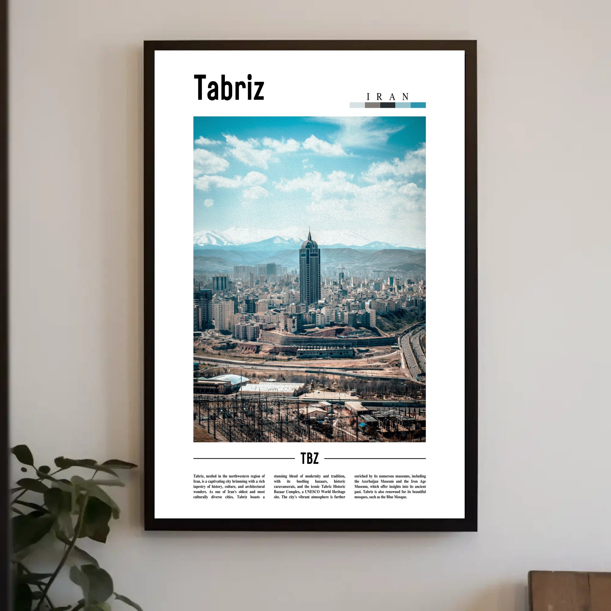 Tabriz Cityscape Urban Modernity Travel Poster PosterGoat
