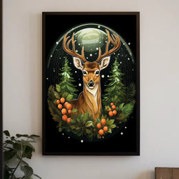 Majestic Deer In Winter Forest Poster