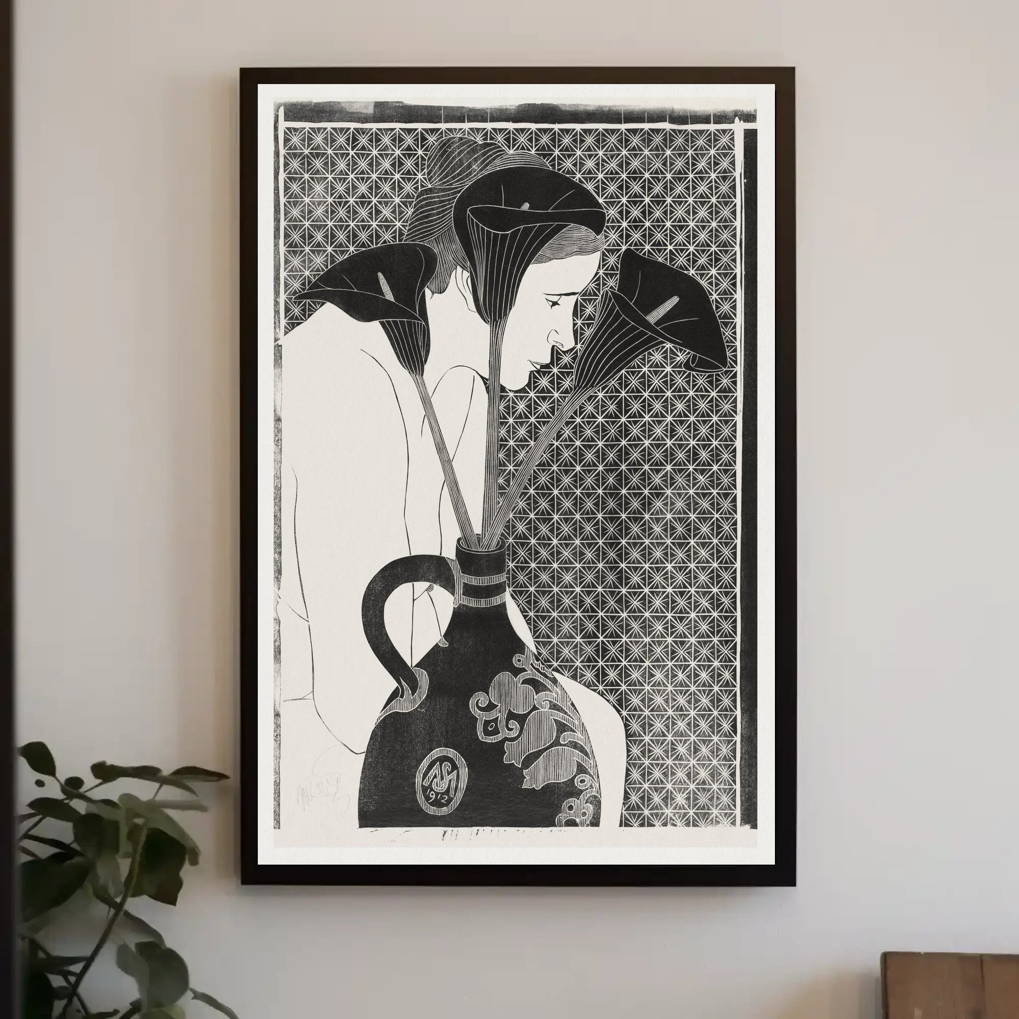 Elegant Woman with Vase: Abstract or Artistic Poster