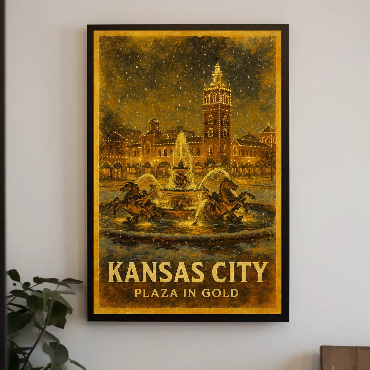 Kansas City Plaza in Gold Poster