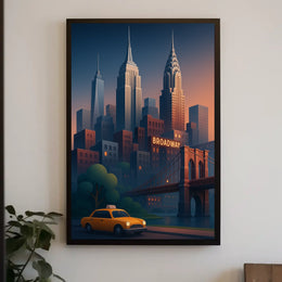 New York City Skyline Broadway Poster Modern Wall Art
