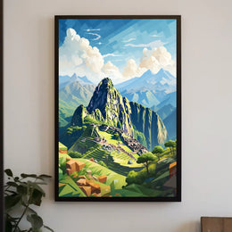 Machu Picchu Geometric Art: Adventurous Travel Poster