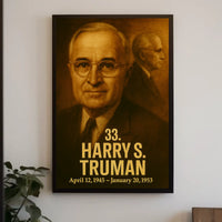 Harry S Truman Vintage Analog Film Aesthetic Poster Presidential Portrait Wall Art Historical Print