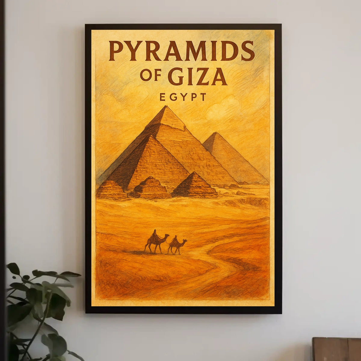 Giza Pyramids Traveler Vintage Typography Poster