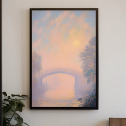 Bridge Sunrise Poster Vintage Pastel Landscape Print