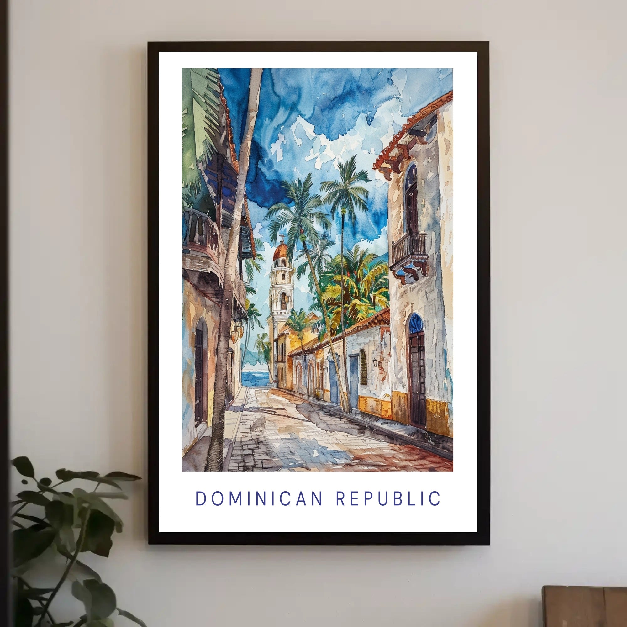 Picturesque Dominican Scene: Watercolor Cultural or Heritage Poster PosterGoat
