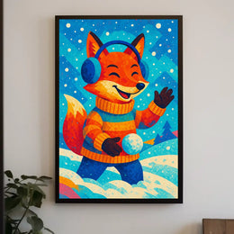 Winter Fox Scene Poster