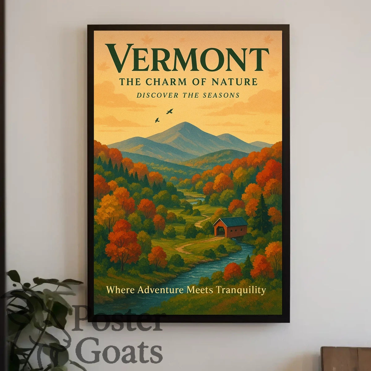 Vermont Scenic Autumn Landscape Travel Poster