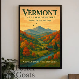 Vermont Scenic Autumn Landscape Travel Poster