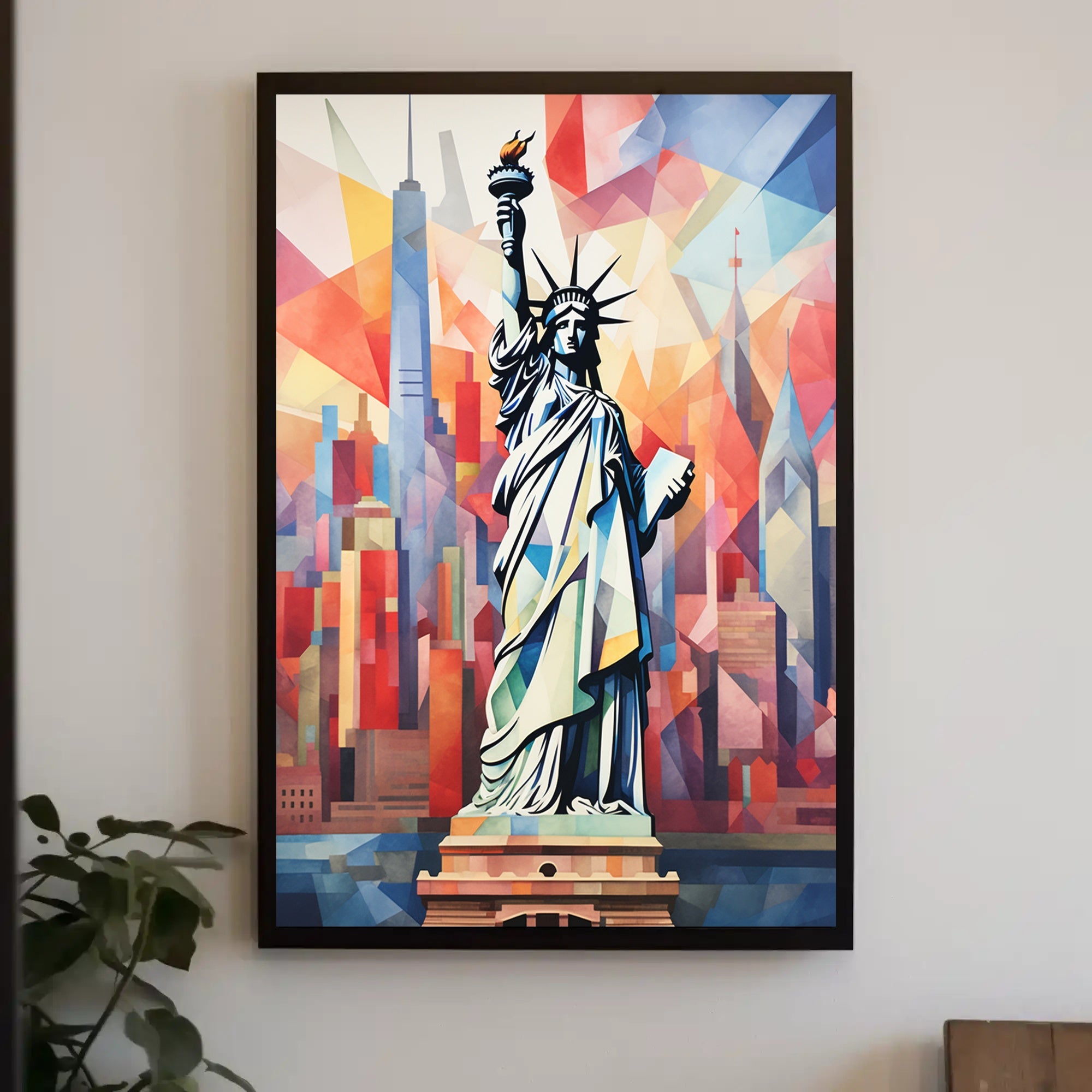 Statue of Liberty Geometric New York Artistic Poster