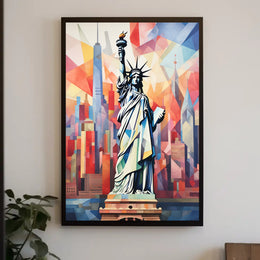 Statue Of Liberty Geometric NYC Poster Abstract Wall Art