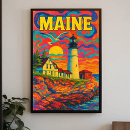 Maine Lighthouse Art Poster
