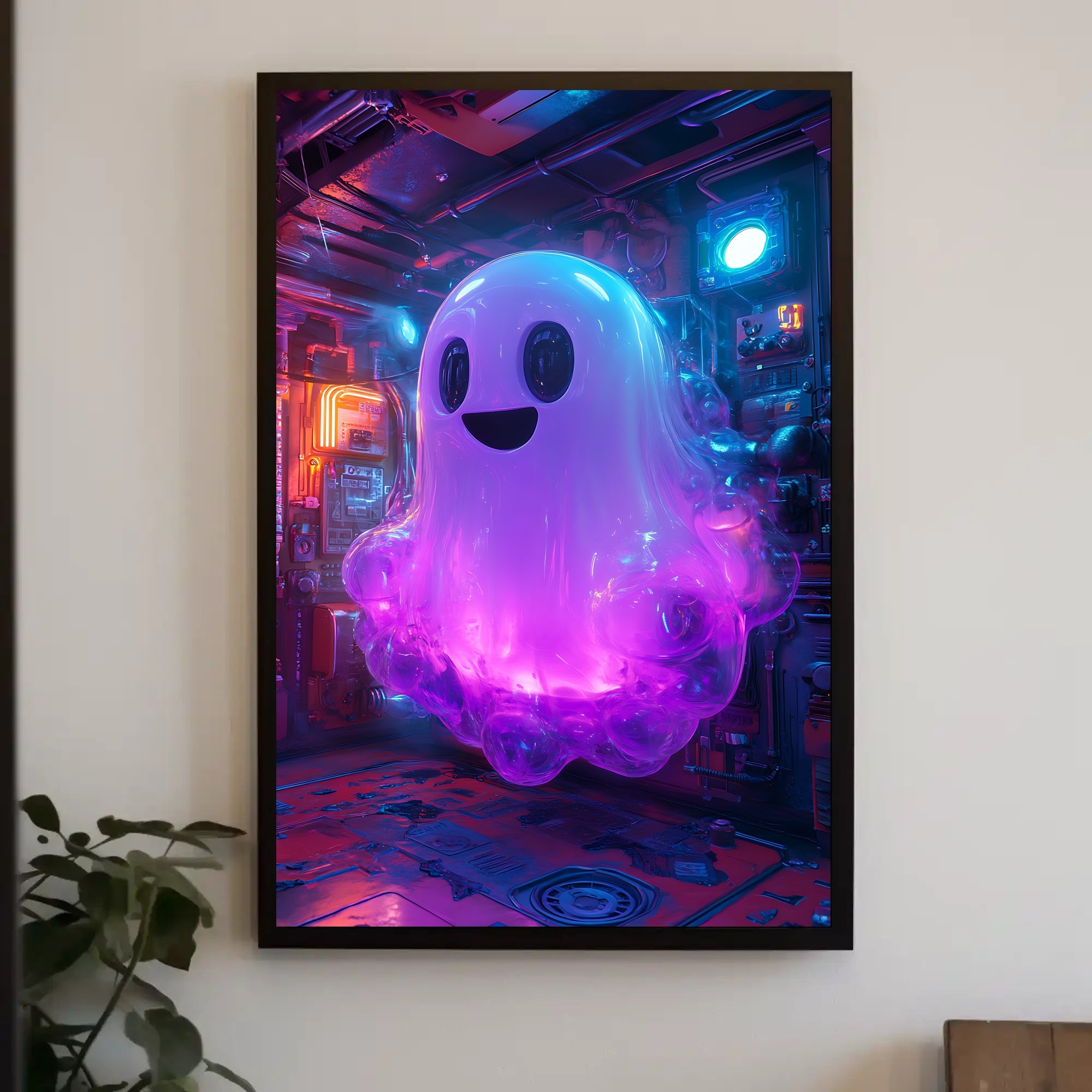 Neon Ghost in Futuristic Sci-Fi Poster
