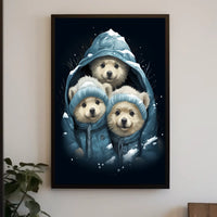 Polar Bear Cubs Winter Wonderland Art Poster