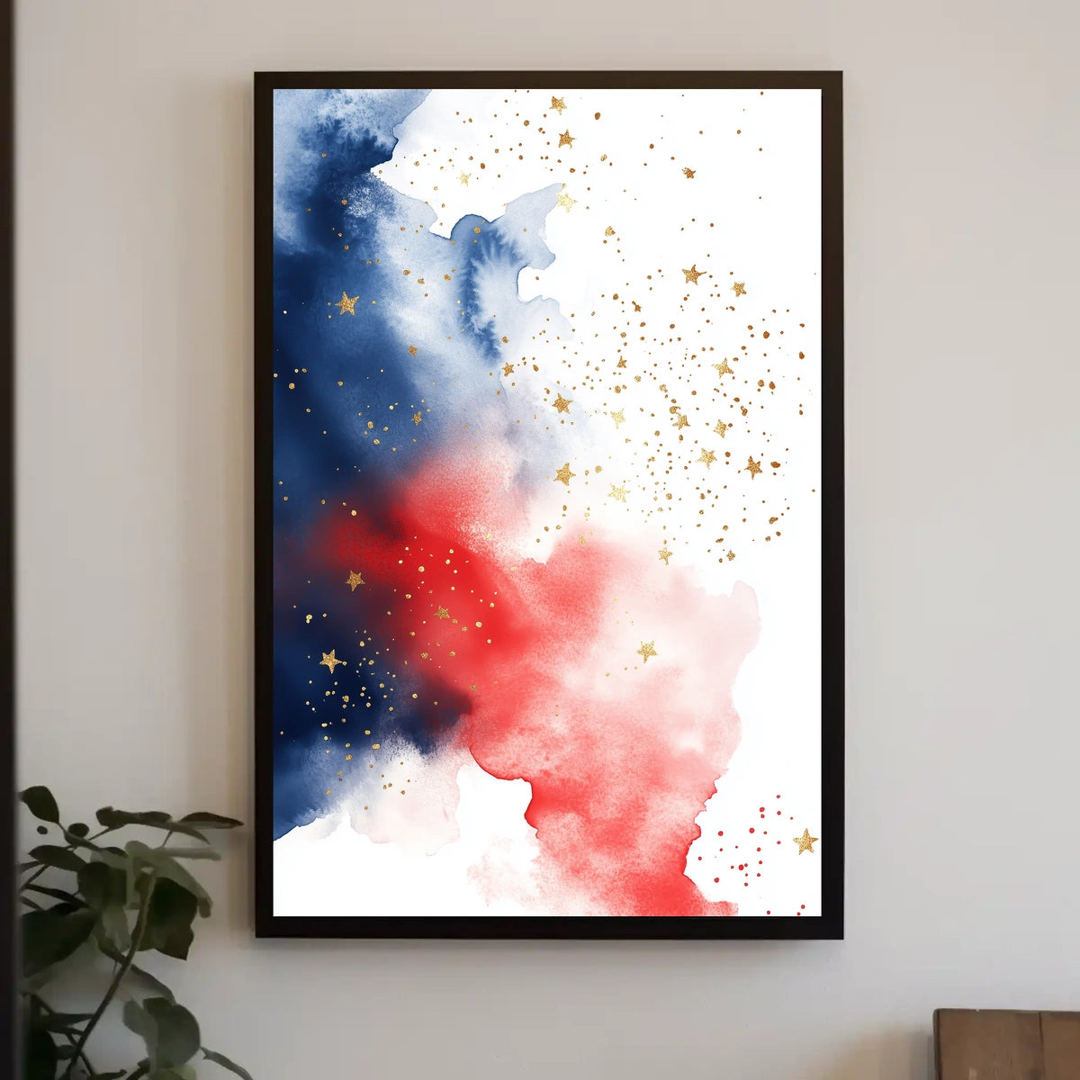 splash design in red white and blue tones Poster