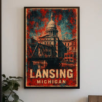 Lansing Capitol Cityscape Minimalist Urban Life Poster