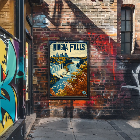 Niagara Falls Autumn Waterfall Travel Poster
