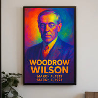 Woodrow Wilson 28th President of the United States Neon Gradient Overlay Poster