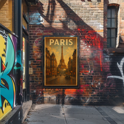 Paris Eiffel Tower Evening Travel Poster