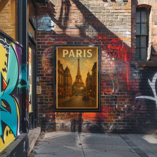 Paris Eiffel Tower Evening Travel Poster