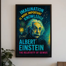 Albert Einstein Imagination Knowledge Inspirational Poster Art