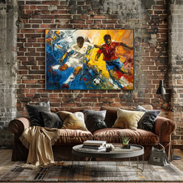 Dynamic Soccer Match Abstract Art Poster Print