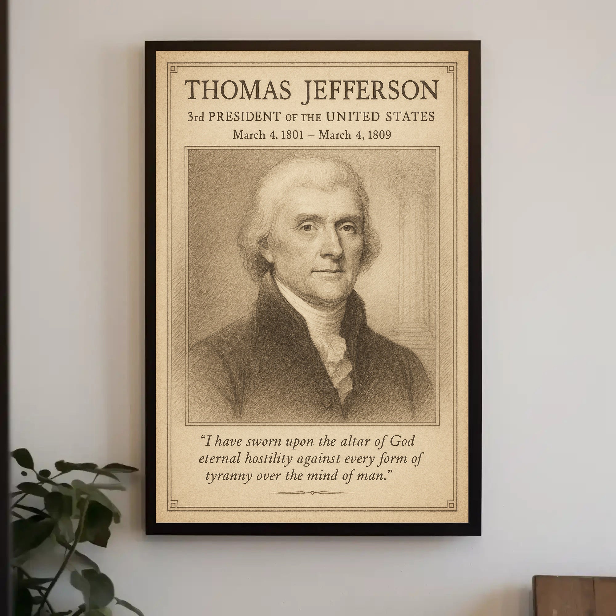 Thomas Jefferson 3rd President Sketch Poster Art Print Decor PosterGoat