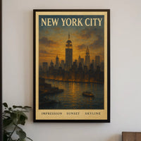 New York City Skyline at Sunset Poster