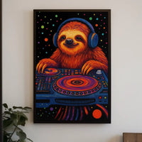 Sloth DJ Party Vibes Animal Poster