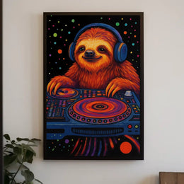 Sloth DJ Party Vibes Animal Poster