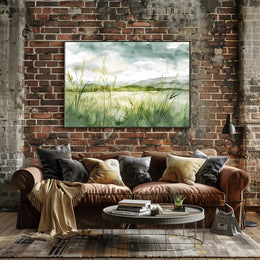 Serene Watercolor Countryside Landscape Poster Art
