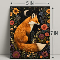 Whimsical Fox and Flora: Artistic Animal Poster