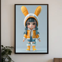 Cute Cartoon Child in Bunny Outfit Pop Culture Poster PosterGoat