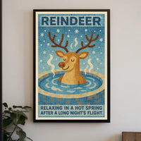 Relaxing Reindeer Mosaic Winter Art Poster - Abstract or Artistic Poster