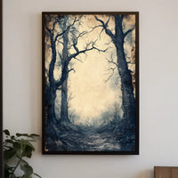 Haunting Pathway Forest Scene: Abstract Artistic Poster
