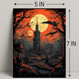 Haunted Tower Under Blood Moon Poster