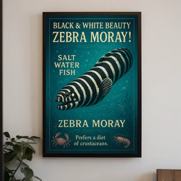 Zebra Moray Vintage Art Animal Poster