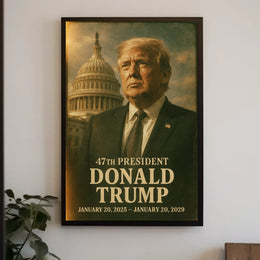 Donald Trump Visionary Amidst Historical Echoes Poster