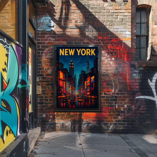 New York City Night Lights Travel Poster