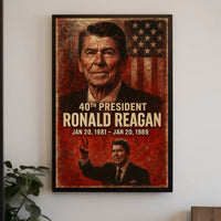 Ronald Reagan 40th President Retro 80s Poster