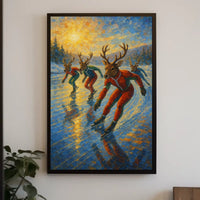 Whimsical Reindeer Ice Skating Artistic Poster