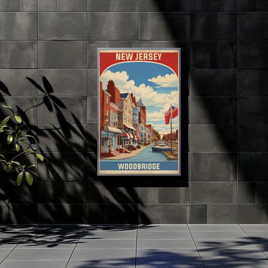 Woodbridge New Jersey Harbor Street View Vintage Travel Poster