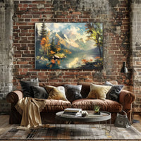 Serene Mountain Landscape Autumn Impressionistic Art Poster