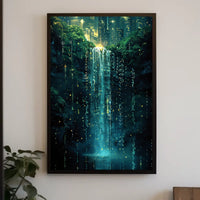 Neon Waterfall In The City Poster