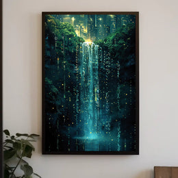 Neon Waterfall In The City Poster