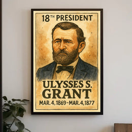 Ulysses S. Grant 18th President of the United States Exaggerated Cartoon Sketch Poster