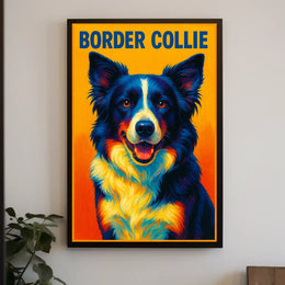 Vibrant Border Collie Portrait Poster